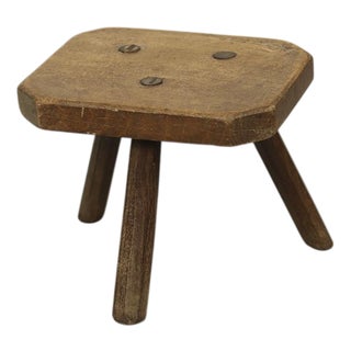 Primitive Wabi Sabi Farmhouse Stool / Side Table For Sale