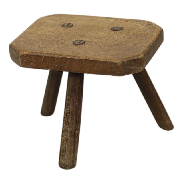 Primitive Wabi Sabi Farmhouse Stool / Side Table For Sale