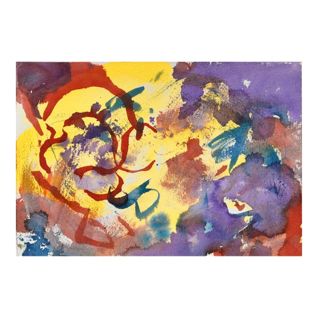Yellow, Purple & Red Abstract by Les Anderson For Sale