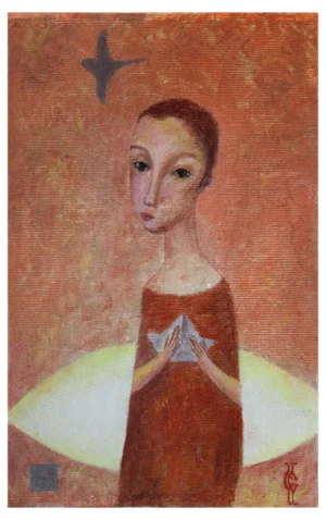 Sergey Ivanovich Smirnov, A Girl with a Boat, Oil on Cardboard, 1980s