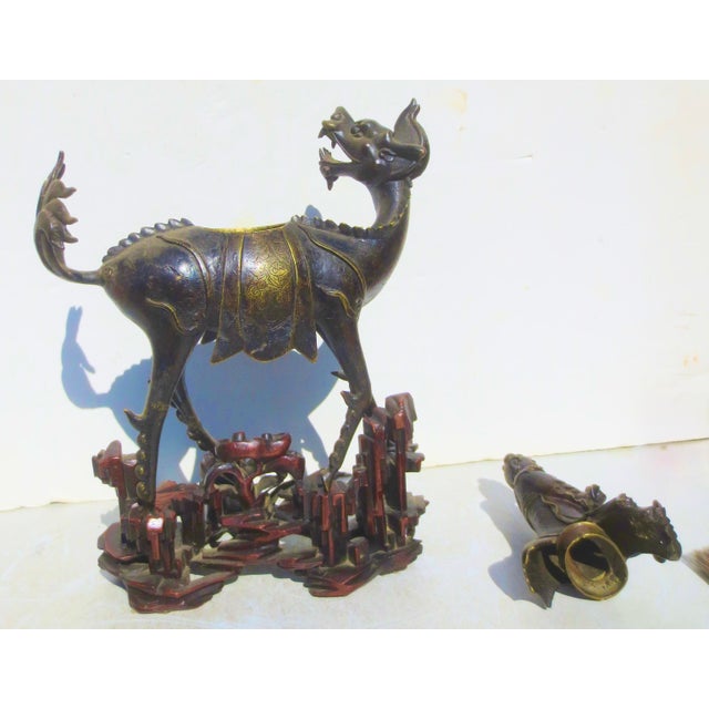 Bronze Chinese Bronze Kuan Yin Mouted on Kylin Early19th For Sale - Image 8 of 17