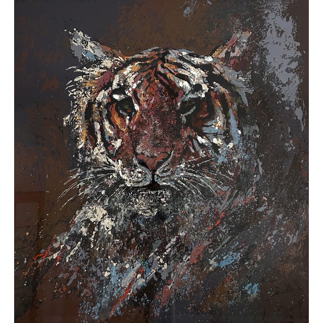 Wood Mark King "Tiger" Signed and Numbered Serigraph 260/325 For Sale - Image 7 of 7