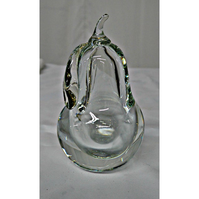 Mid-Century Modern Hand Blown Clear Glass Pear Paperweight For Sale - Image 3 of 10