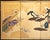 Elegant vintage, beautifully aged, Japanese 4-panel painted Byobu (folding screen) on gold background, depicts a scene...