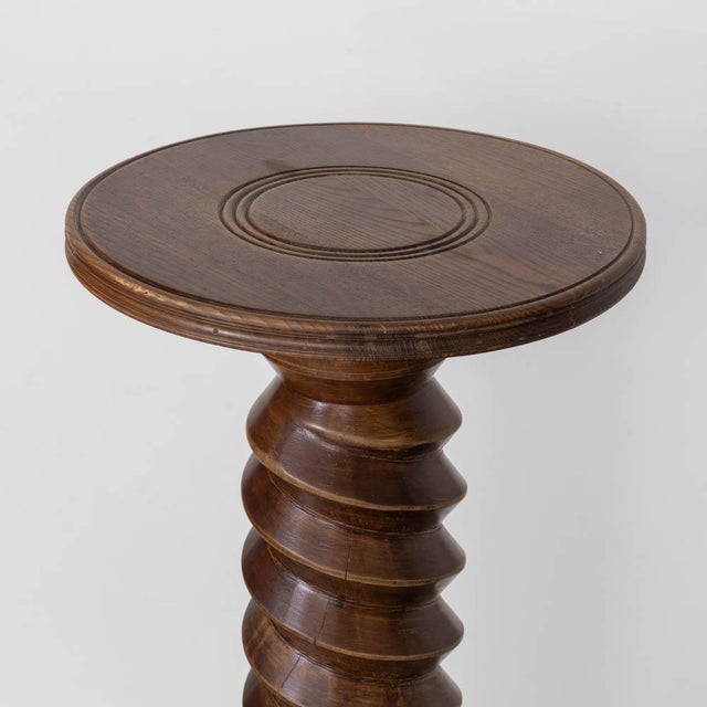 1940s French Carved Wood Pedestal Table For Sale In Los Angeles - Image 6 of 11
