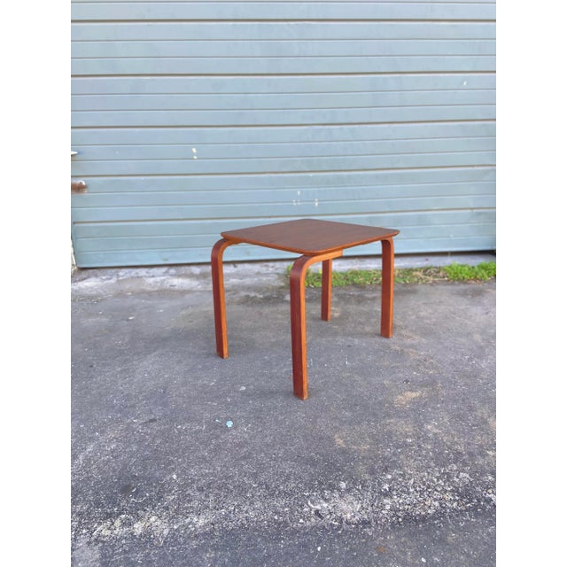 Vintage Mid Century Alvar Aalto Style Petite Square Side Table For Sale - Image 13 of 13