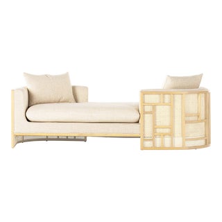 Four Hands June Chaise - Thames Cream and Natural Oak For Sale