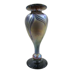 Vintage Original Chris Heilman Athens Art Glass Vase Hand Made Signed 1979