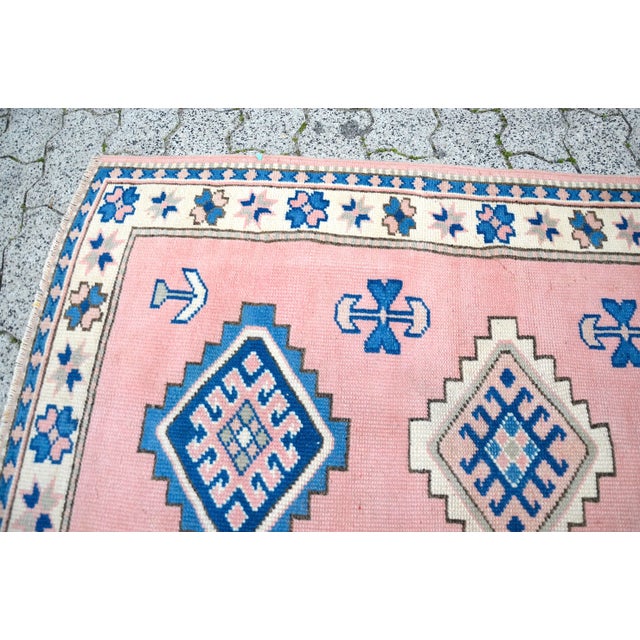 1960s Vintage Pastel Pink Rug For Sale - Image 6 of 11