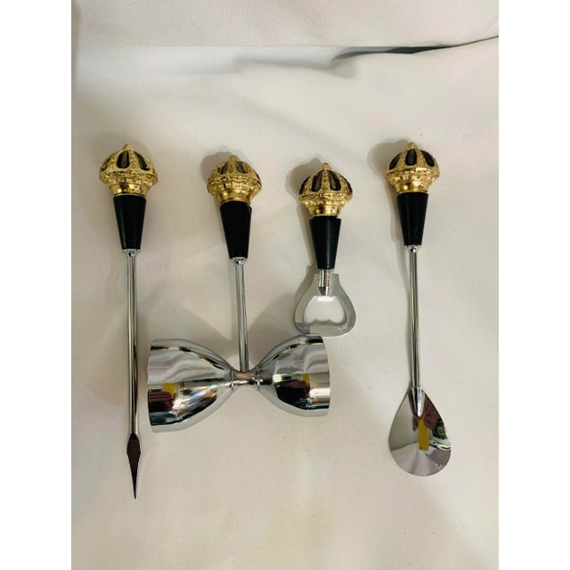 Swank Mid-Century Crown Bar Set in Original Box - Set of 4 For Sale - Image 11 of 11
