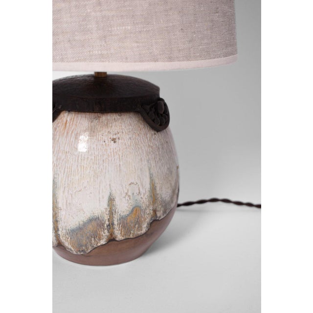 Art Deco Style Lamp in Enamelled Sandstone For Sale - Image 4 of 6