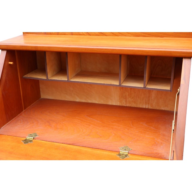 1970s Childs Custom Handcrafted Cherry Drop-Front Secretary Desk & Chair For Sale - Image 12 of 18