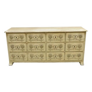 Vintage French Country Provincial Cream Distress Painted Dresser by Roundtree For Sale