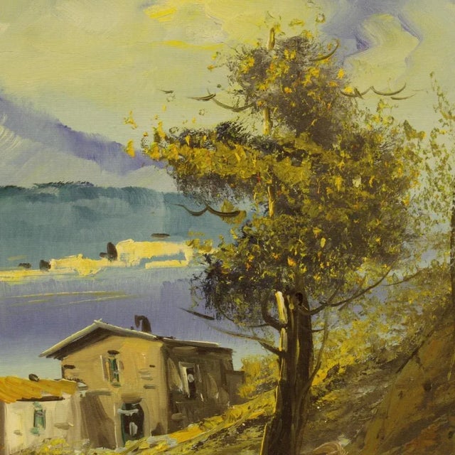 1980s Italian Lake View, 1980, Oil on Canvas For Sale - Image 5 of 13