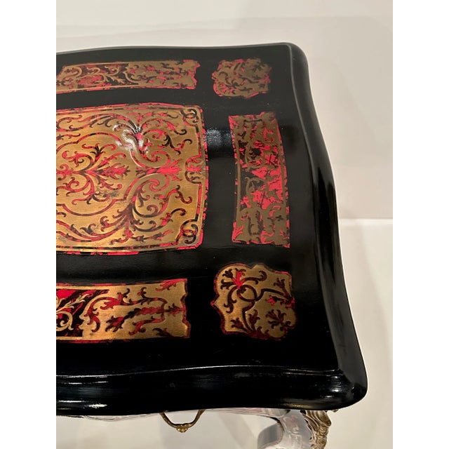 Black Laquer & Reddish Faux Tortoise Brass Inlaid Desk For Sale - Image 12 of 12