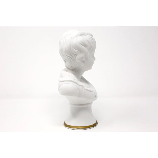 Hollywood Regency Vintage Porcelain Boy Bust For Sale - Image 3 of 9
