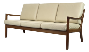 3-Seater Senator Sofa in Leather and Teak by Ole Wanscher for Cado, 1977