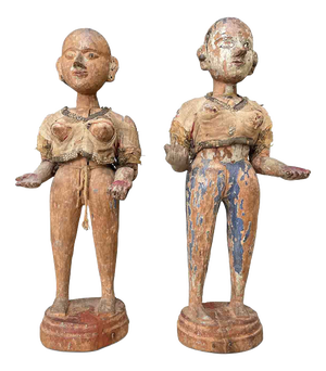 Indonesian Artist, Figurative Sculptures, Late 1700s, Wood, Set of 2