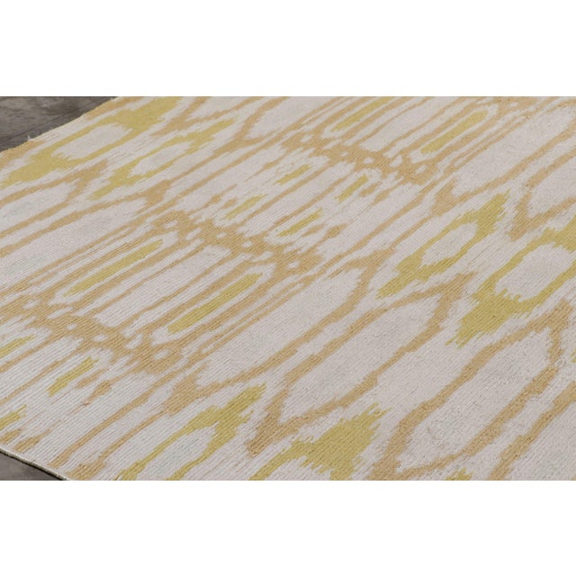 Rug & Kilim Rug & Kilim’s Modern Square Kilim With Beige, Gold, and White Ikats Pattern For Sale - Image 4 of 9