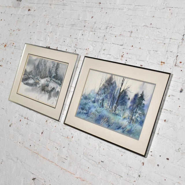 Vintage Watercolor Winter Landscape Paintings by Dorothy M. Reece Kordash - a Pair For Sale - Image 4 of 13