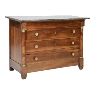 French Empire Gray Marble Top Commode - Mid 19th C For Sale