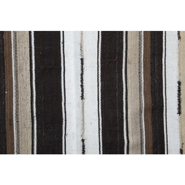 1970s Vintage Handmade Wool Cotton Brown Runner Rug For Sale In San Francisco - Image 6 of 11