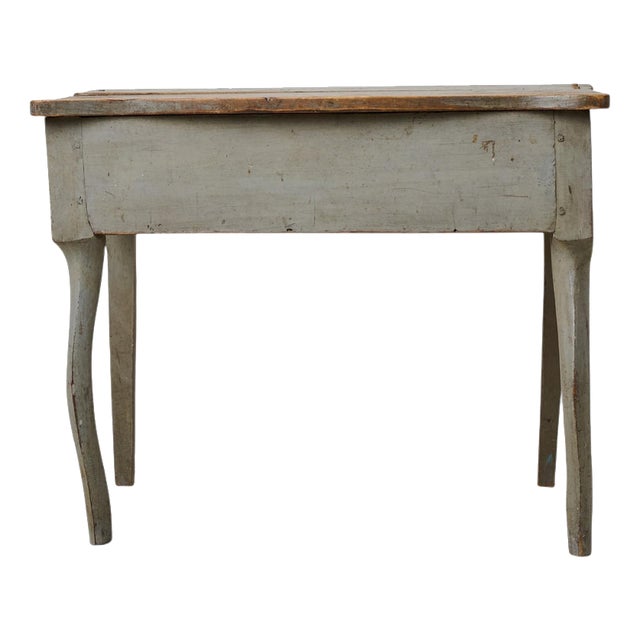 Antique Rococo Style Folk Art Console Table with Storage in Pine, Sweden For Sale