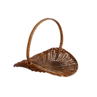 French Flower Gathering Wicker Basket For Sale