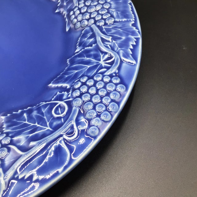 Bordallo Pinheiro Grape Cobalt 14” Chop/Charger Plate For Sale - Image 9 of 12