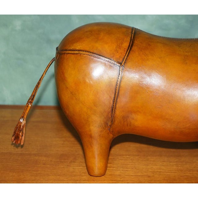 Omersa Brown Leather Rhinoceros Ottoman in the style of Liberty London For Sale - Image 6 of 13