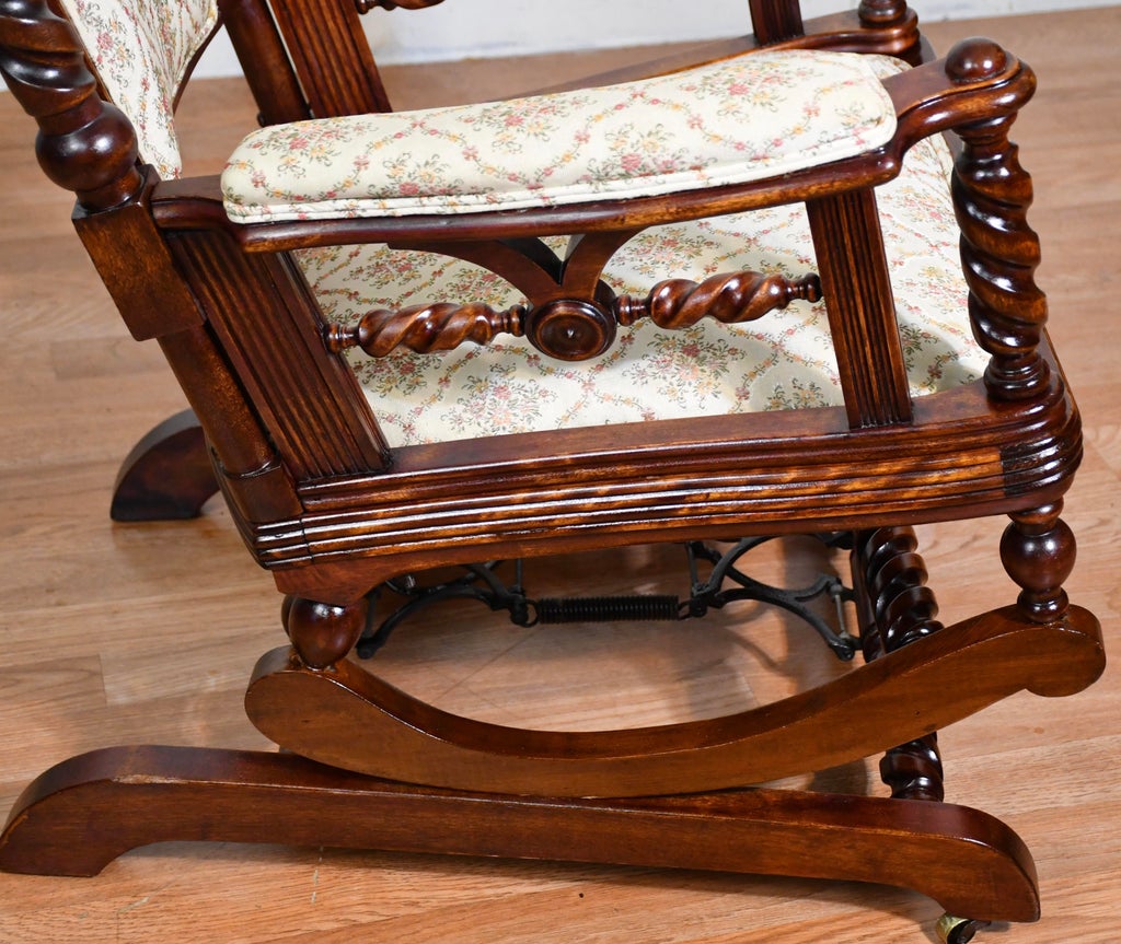 1870 Antique George Hunzinger Barley Twist Mahogany Platform