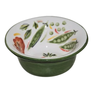 Late 20th Century Green Ceramic Minestrone Vegetable Motif Serving Bowl