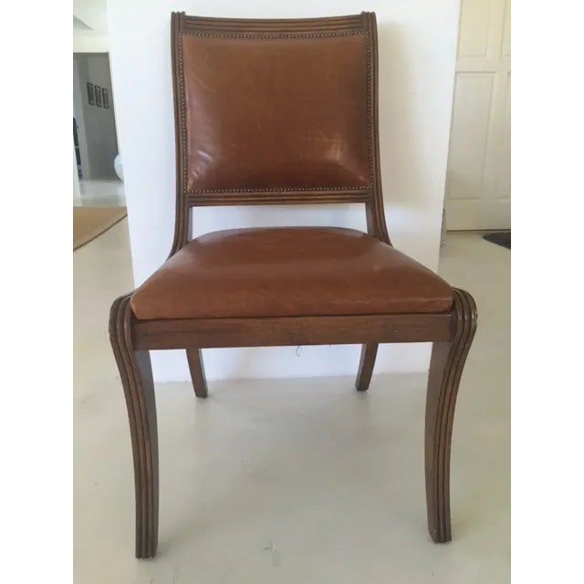 Antique English walnut finish side chair. Beautiful to use for a desk or any place that needs an extra seat.