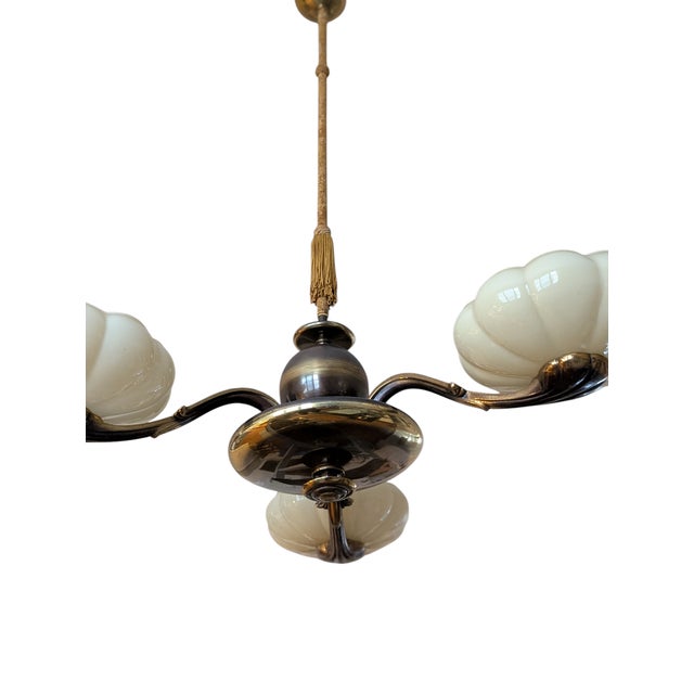 Large 3-Arm Chandelier by Paavo Tynell for Oy Taito AB, 1940s For Sale - Image 18 of 18