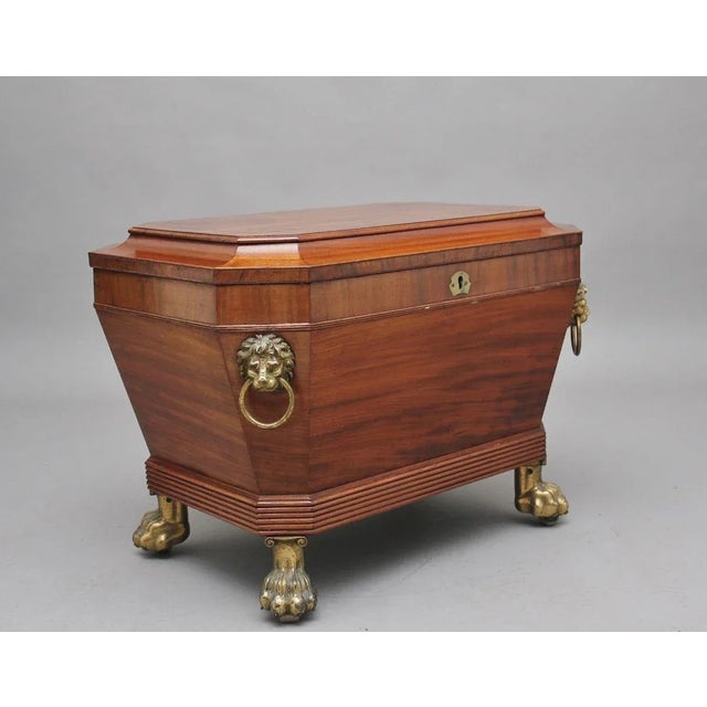 Hollywood Regency Regency Mahogany Sarcophagus Wine Cooler For Sale - Image 3 of 15