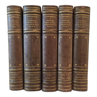 Vintage Leatherbound Hardcover Books - Set of 5 For Sale