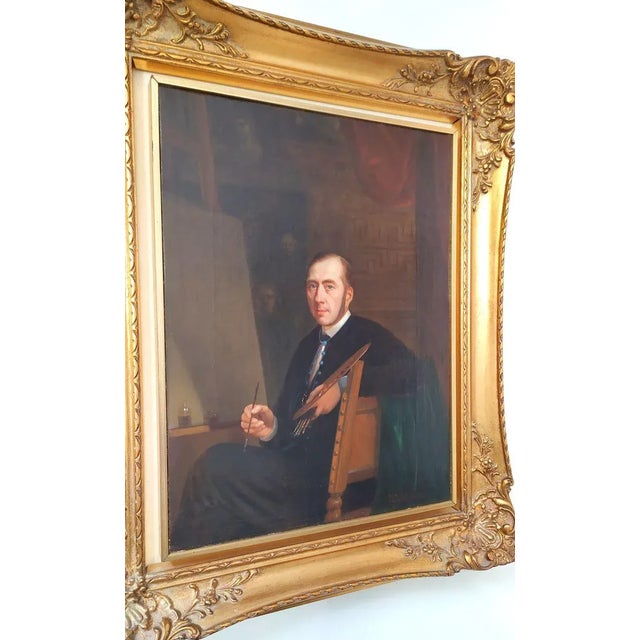 Van Lil Joseph, Self Portrait, Oil on Canvas, 1867 For Sale - Image 4 of 8