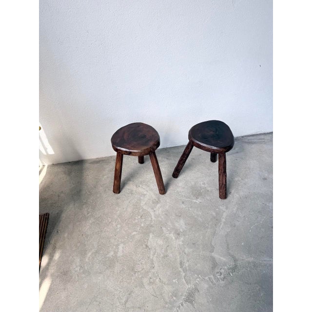 Oak Tripod Stools, 1950s, Set of 2 For Sale - Image 9 of 18