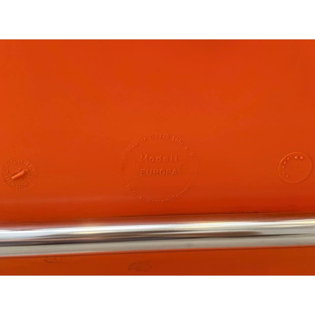 Orange Stacking Chairs Europa by Helmut Starke for Embru, 1970s For Sale - Image 13 of 15