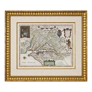 Historic Virginia & Chesapeake Bay Map by Willem Blaeu 1635 (Custom Gold-Leaf Frame) For Sale