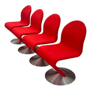Set of 4 Sculptural Space-Age System 1-2-3 Swivel Chairs by Verner Panton For Sale