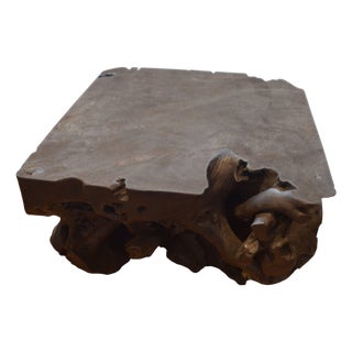 Triple Burnt Teak Wood Coffee Table For Sale