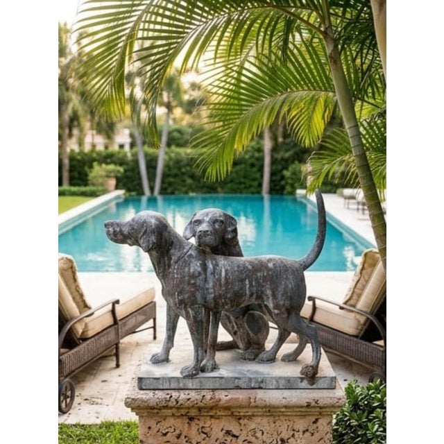 Large Vintage French-Style Cast Iron "Snuggling Dogs" Garden Statue For Sale - Image 12 of 12
