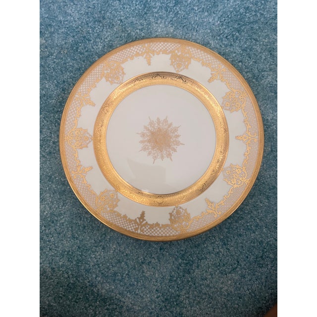 Elegant set of 9 vintage H & Co Selb Bavaria Heinrich plates featuring stunning gold encrusted detailing and intricate...