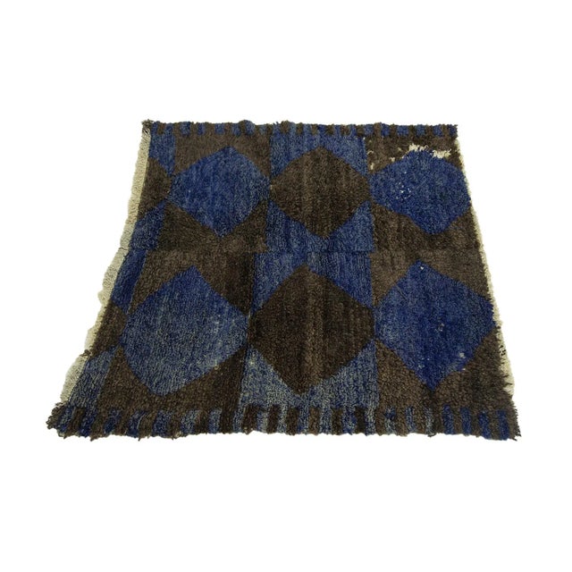 Blue & Dark Gray Vintage Tulu Rug For Sale - Image 4 of 7