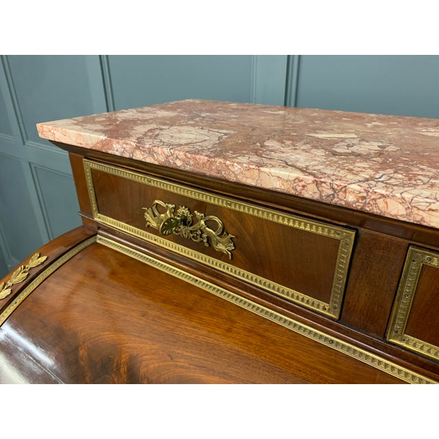 Large Antique French Empire Flame Mahogany Cylinder Desk, 1850 For Sale - Image 15 of 18