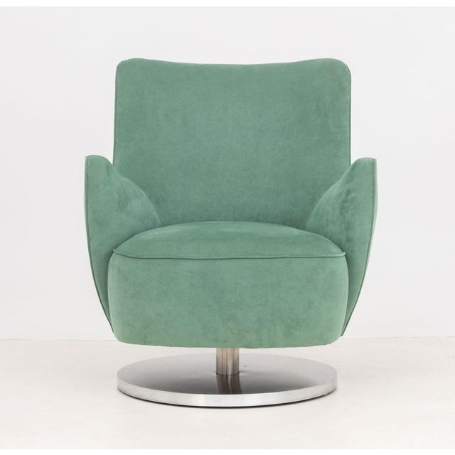 Modern Vladimir Kagan Barrel Swivel Chair and Ottoman For Sale - Image 3 of 10