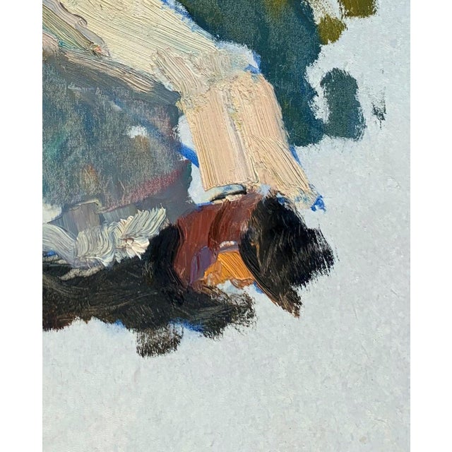 Portrait Woman Large Portrait Oil Painting Original Socialist Realism Ukrainian Artist Sokolovsky G. 1960s For Sale - Image 6 of 6