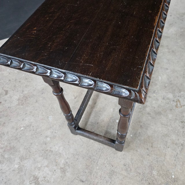 Late 19th Century Oak Jacobean Revival Lamp/Sofa Table With Carved Apron and Turned Legs For Sale - Image 14 of 18