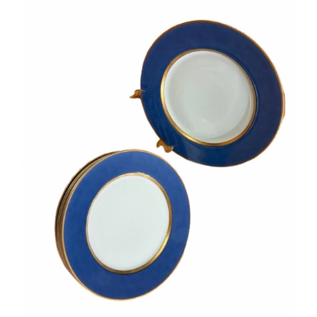 Vintage Fitz and Floyd Porcelain Renaissance Blue Platters - Set of 6 For Sale In Miami - Image 6 of 10